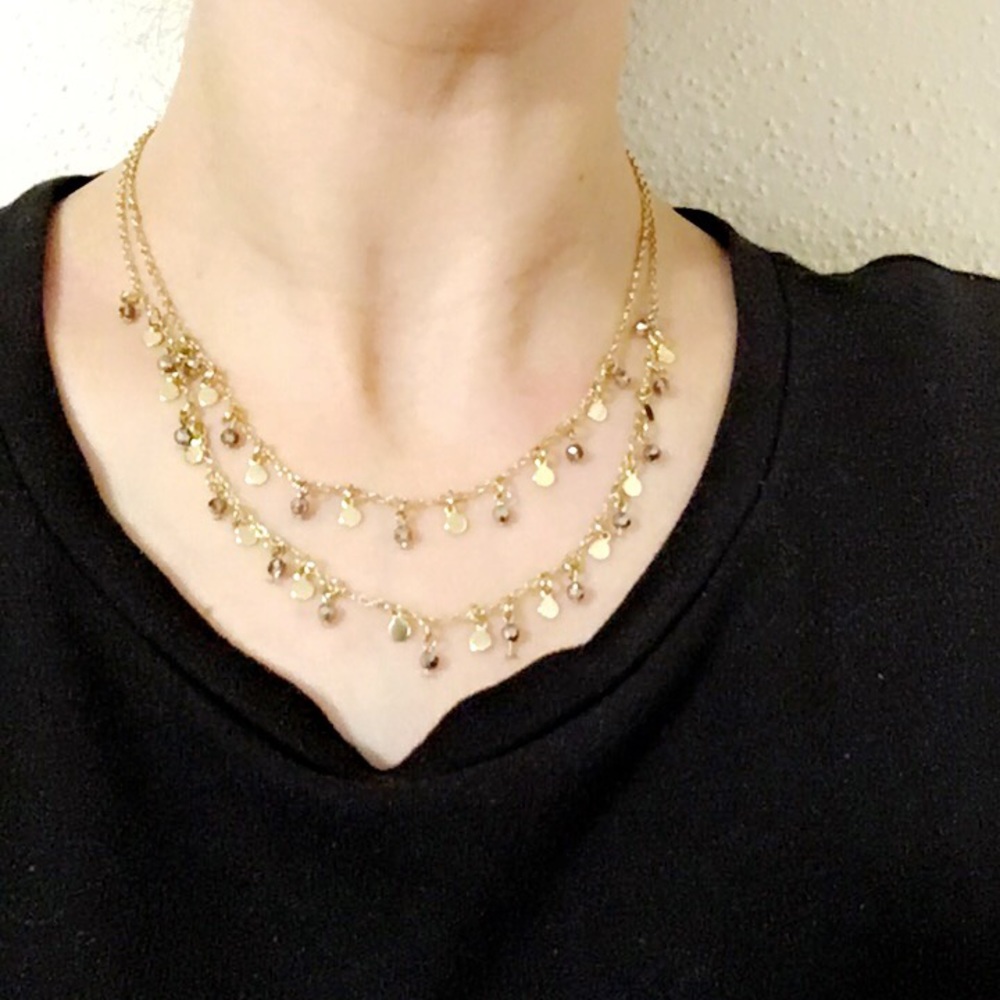 Gold color Dainty Necklace Small Coin style